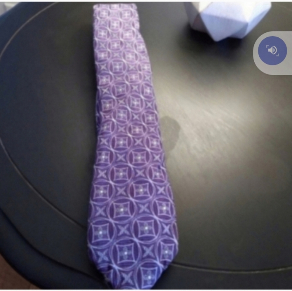 Designer Purple Geometric Men's Tie Krimson By Kwame 100% Silk Career Office